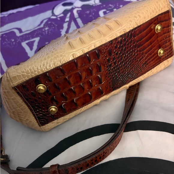 Brahmin Neutral and Brown Croc Embossed Leather Bag NWOT